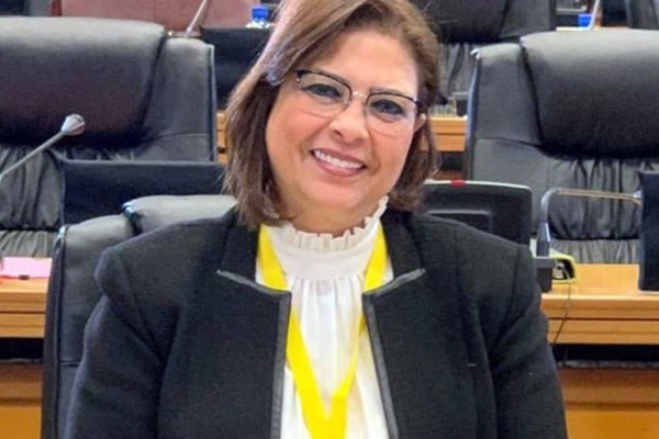 BU President congratulates Dr. Randa Mustafa after electing her as Vice-President of the Women&#039;s Region in the African Parliament  Sunday 3 Jul. 2022 - 11:20:42